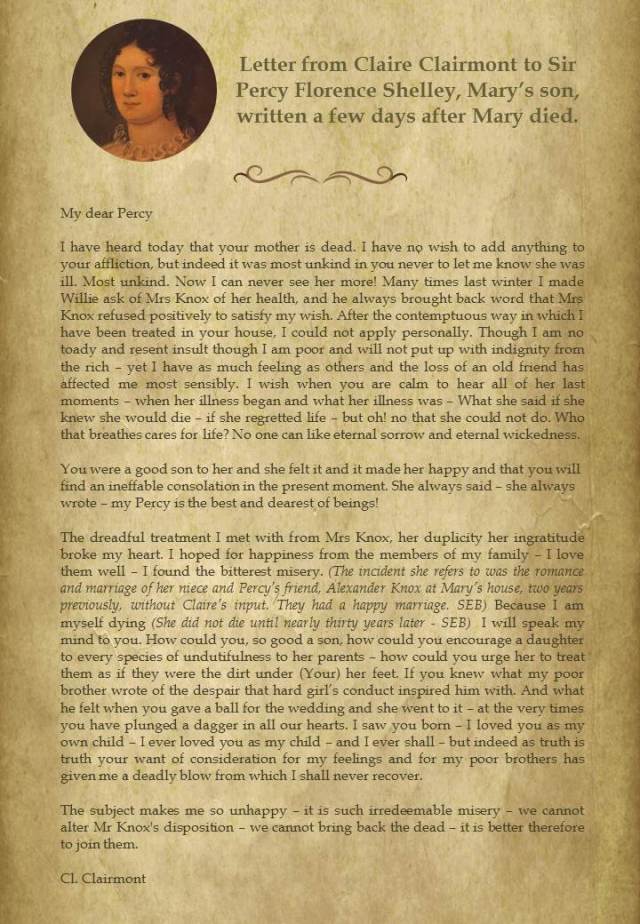 claire clairmont letter